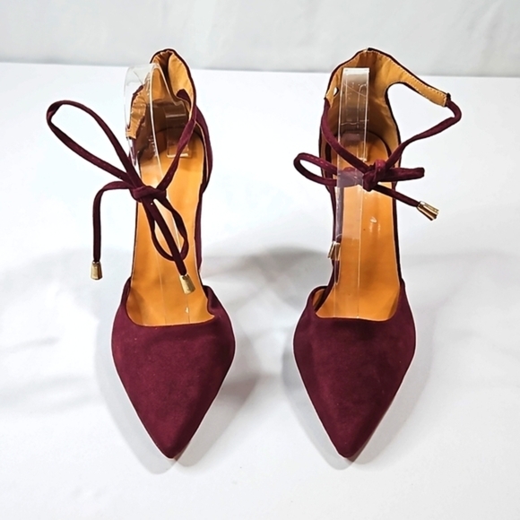 Hengsong Purple Wrap Around Strap Suede Block Women's Heels Sz 39 - Picture 2 of 7